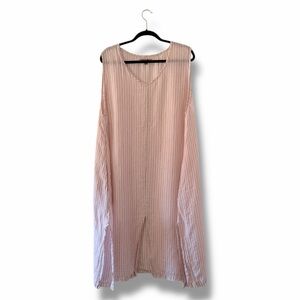 Flax Orange Striped Sleeveless Midi Dress 100% Linen Casual Lagenlook Size 3X